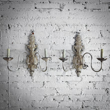 Load image into Gallery viewer, Set of 2 Rococo Revival Nickel Plate Cast Aluminum Flush Mount Sconce
