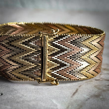 Load image into Gallery viewer, Vintage Chevron 14K Tri Color Gold Italian Bracelet
