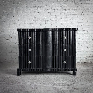 Eclectic Black Wood Dresser Chest of Drawers