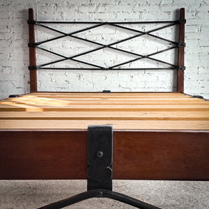 Arts & Craft Full Mesquite & Iron Bed