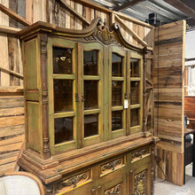Load image into Gallery viewer, Mexican Carved Painted China Cabinet
