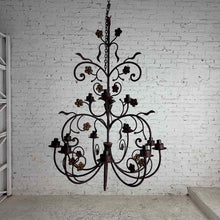 Load image into Gallery viewer, 12-Light Floral Wrought Iron Chandelier
