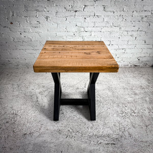 Rustic Contemporary Natural Wood & Metal Side Table