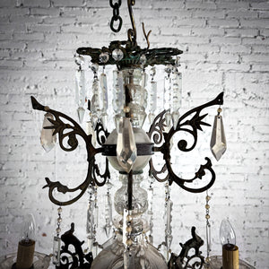 19th C. Italian Style Bronze Crystal Chandelier