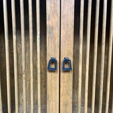 Load image into Gallery viewer, MCM Style Slatted Wood Bar Cabinet
