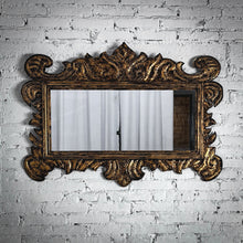 Load image into Gallery viewer, Baroque Distressed Gold Tin Frame Mirror
