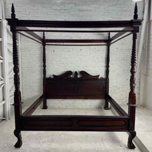 Load image into Gallery viewer, King Mahogany Rococo Canopy Bed Frame
