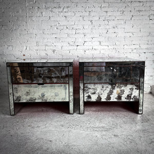 Set of 2 Contemporary Mirror Nightstand
