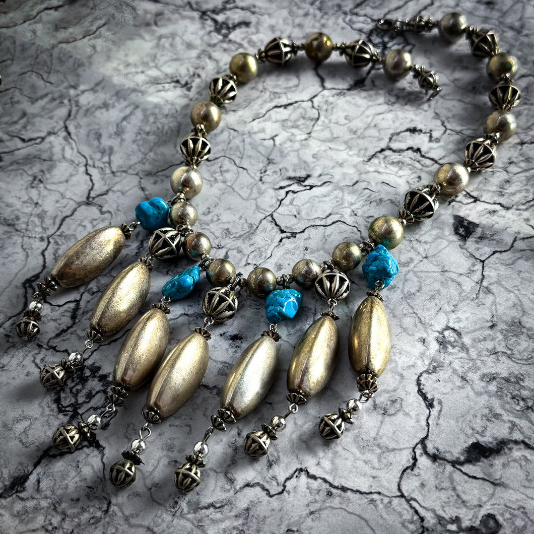 Vintage Navajo Silver American Southwest Turquoise Necklace