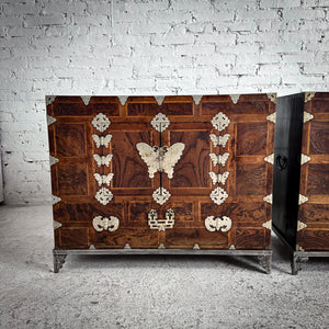 Set of 2 Mid Century Korean Veneer Chest Cabinet