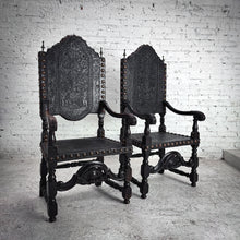 Load image into Gallery viewer, Set of 2 19th C. Spanish Embossed Leather Dining Chair
