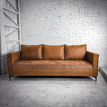Load image into Gallery viewer, 3 Seat MCM Style Microsuede Caramel Sofa
