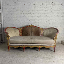 Load image into Gallery viewer, Louis XV Style Hide and Fabric Settee
