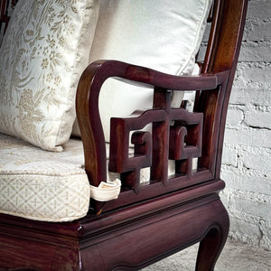 Mid 20th Century Qing Style Carved Rosewood Sofa