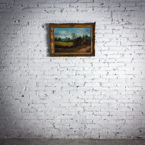 Late 19th C. E. Cole Landscape Realism Oil Canvas Painting