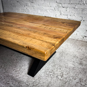 Rustic Natural Wood & Metal Cocktail Table