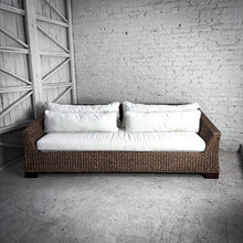 Load image into Gallery viewer, 2000&#39;s Vannor Linen Rattan Sofa
