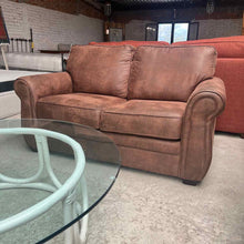 Load image into Gallery viewer, Traditional Brown Microsuede Loveseat

