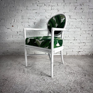 McGuire Palm Beach White Lacquer Cane Accent Chair