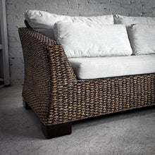 Load image into Gallery viewer, 2000&#39;s Vannor Linen Rattan Loveseat
