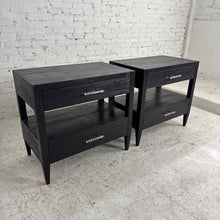 Load image into Gallery viewer, Pair of Black Wood &amp; Lucite Nightstands
