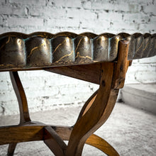 Load image into Gallery viewer, Moroccan Engraved Brass &amp; Wood Cocktail Table
