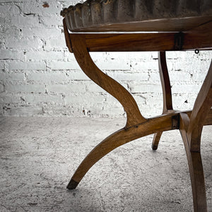 Moroccan Engraved Brass & Wood Cocktail Table
