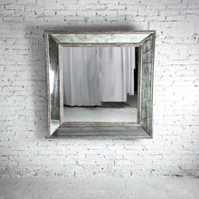 Load image into Gallery viewer, Square Beaded Silver Leaf Wood Wall Mirror
