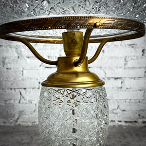 1920's Hollywood Regency Cut Crystal Standard Table Lamp