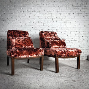 Set of 2 1950's Dunbar 5000A Re-upholstered Lounge Chair