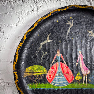 19th C. Tole Painted Wood Tray Wall Decor