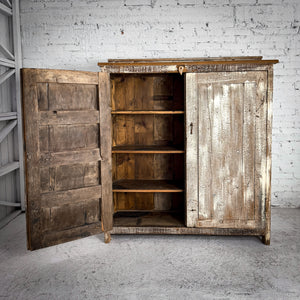 Farmhouse Whitewash Reclaimed Wood Shelving Unit Shelving
