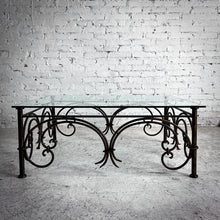 Load image into Gallery viewer, French Neoclassical Style Glass &amp; Iron Cocktail Table
