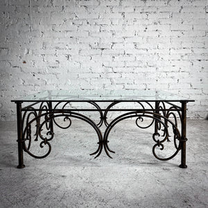 French Neoclassical Style Glass & Iron Cocktail Table