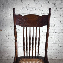 Load image into Gallery viewer, Single Early American Caned Oak Dining Chair
