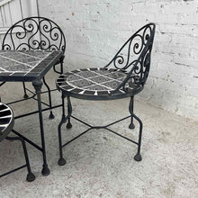 Load image into Gallery viewer, Mosaic Tile &amp; Wrought Iron Bistro Set
