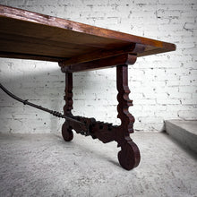 Load image into Gallery viewer, Jason Scott Collection Old World Stained Trestle Oak Dining Table
