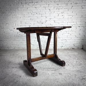 19th Century French Provincial Tilt Top Oak Accent Table