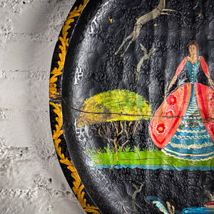 19th C. Tole Painted Wood Tray Wall Decor