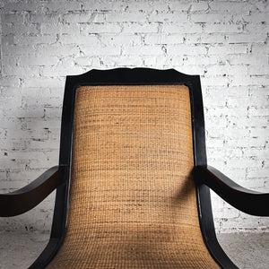 British Colonial Wicker Wood Armchair