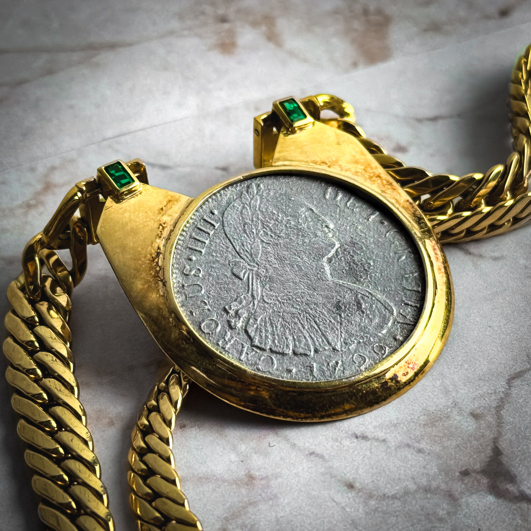 1799 Carlos IV Spanish Coin 18K Gold Necklace