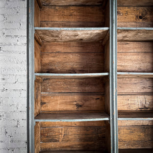 2 Piece Antique Monumental Rustic Aged Wood Pantry Cabinet