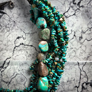 20th C. Bohemian Turquoise Multi-Strand Necklace