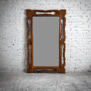 Transitional Open Carved Parota Wall Mirror