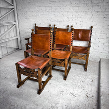 Load image into Gallery viewer, Set 6 Spanish Colonial Leather Armchair
