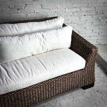 Load image into Gallery viewer, 2000&#39;s Vannor Linen Rattan Sofa
