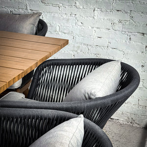 Set of 9 Purple Leaf Roped Aluminum Outdoor Dining Table