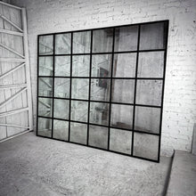 Load image into Gallery viewer, Industrial Antiqued Metal Windowpane Mirror Mirror
