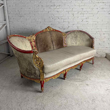 Load image into Gallery viewer, Louis XV Style Hide and Fabric Settee
