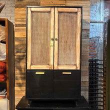 Load image into Gallery viewer, Eclectic Cane &amp; Wood Storage Cabinet

